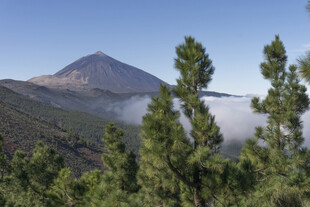云雾缭绕中的巍峨山峰
