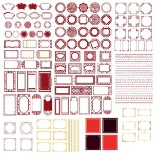 多样红色边框图案素材