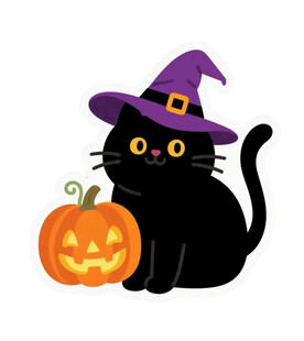 黑猫女巫与南瓜插画