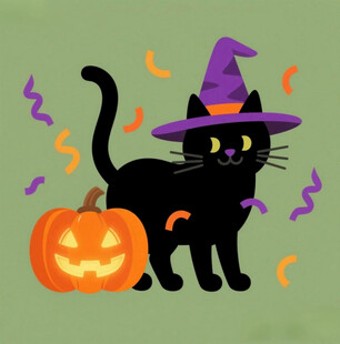 黑猫女巫与南瓜的万圣节