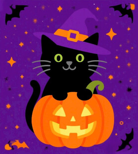 黑猫女巫与南瓜灯