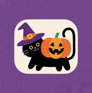 黑猫女巫与南瓜图标