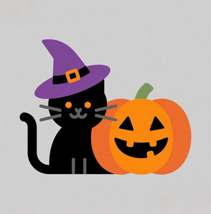 万圣节黑猫插画