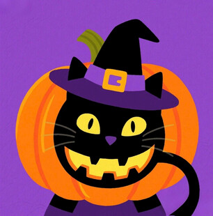 万圣节黑猫插画
