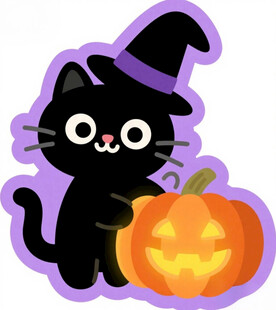 万圣节黑猫插画