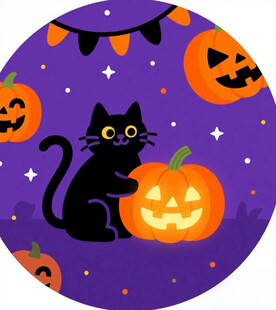 万圣节黑猫插画