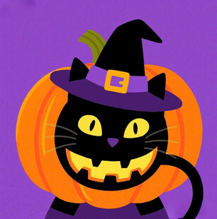 万圣节黑猫插画
