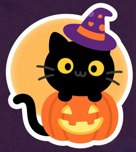 万圣节黑猫插画