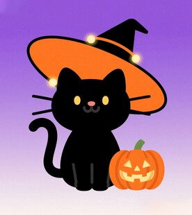 万圣节黑猫插画
