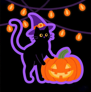 万圣节黑猫插画