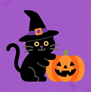 万圣节黑猫插画
