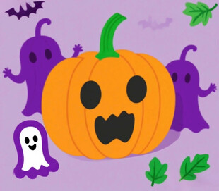 万圣节鬼怪与南瓜插画