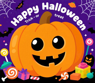 万圣节南瓜与糖果装饰图