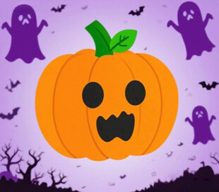 万圣节南瓜与幽灵场景