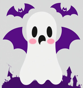 可爱幽灵与蝙蝠的奇幻场景