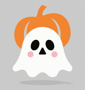 可爱幽灵南瓜头插画