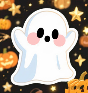可爱幽灵与南瓜万圣节元素