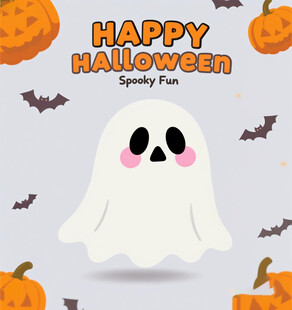 可爱幽灵万圣节插画