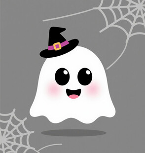 可爱幽灵的万圣节装扮