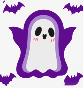 可爱幽灵与蝙蝠插画