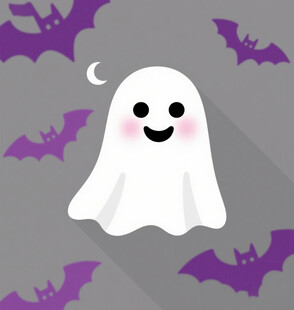 可爱幽灵与蝙蝠背景图