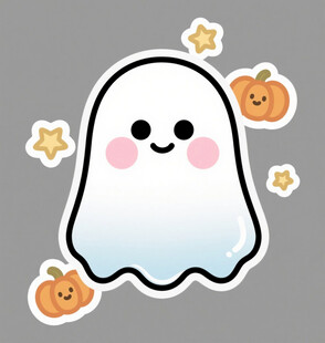 可爱幽灵与南瓜装饰贴纸