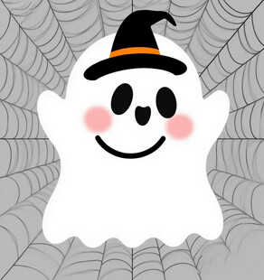 可爱幽灵万圣节装饰元素