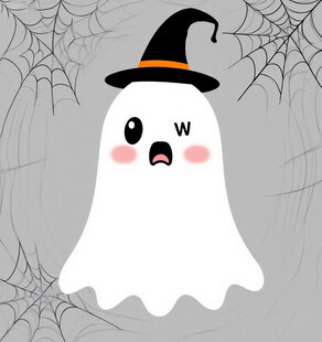 戴巫师帽的可爱幽灵