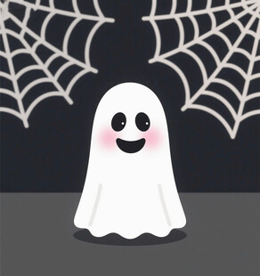 可爱幽灵与蛛网装饰