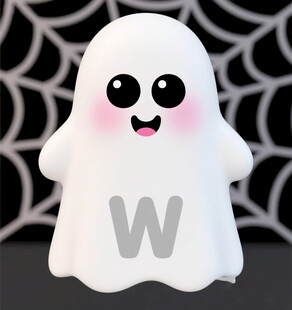 可爱幽灵造型的W字母摆件