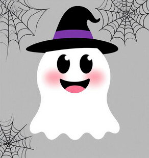 可爱幽灵与女巫帽装饰