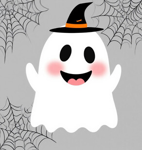 可爱幽灵万圣节装饰元素