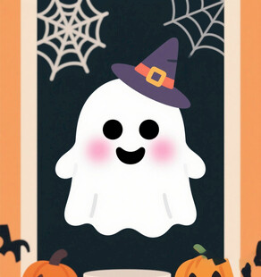 万圣节幽灵与南瓜装饰