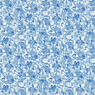 蓝白花卉图案背景纹理