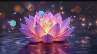 梦幻发光莲花水中绽放