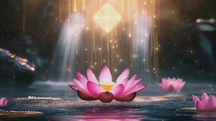 梦幻水中绽放的粉色莲花