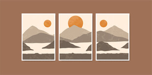 三联山水风景装饰画