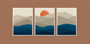  山海落日风景图