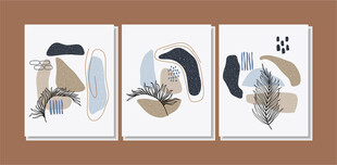 抽象几何装饰画三联组图