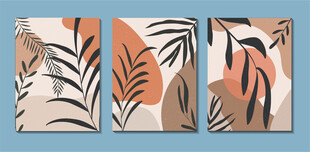 抽象植物三联装饰画