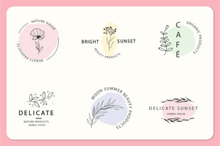 简约花卉徽章设计图案