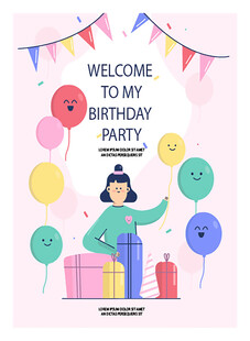 女孩的欢乐生日派对场景