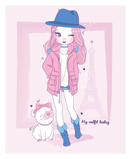 时尚女孩与萌宠的可爱瞬间