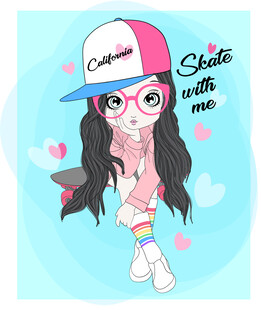 时尚萌趣女孩插画形象