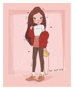 时尚女孩插画 