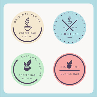多彩咖啡主题徽章设计