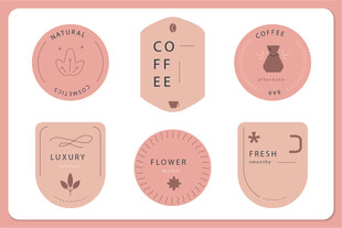 粉色系咖啡主题徽章图案
