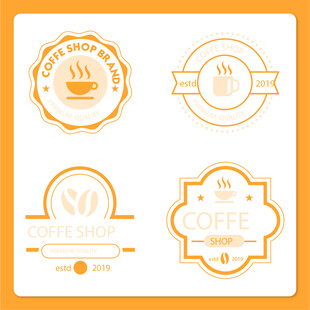 咖啡主题创意徽章设计