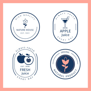 苹果主题简约徽章设计