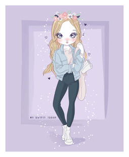 可爱金发少女时尚穿搭